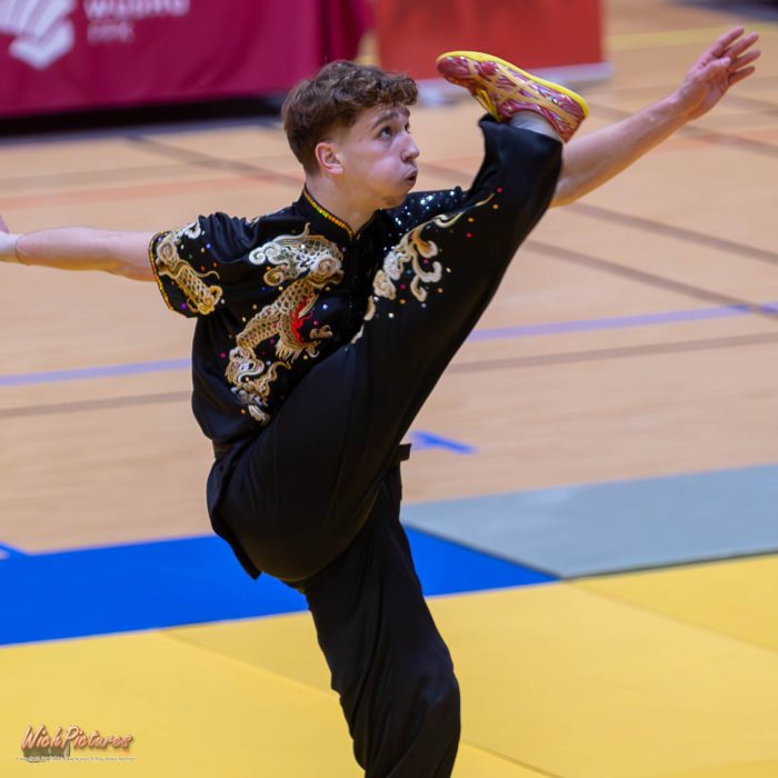 Léandre wichmann à l'open de france wushu sanda et taolu de la ffk Eaubonne 2024