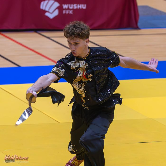 Léandre wichmann à l'open de france wushu sanda et taolu de la ffk Eaubonne 2024